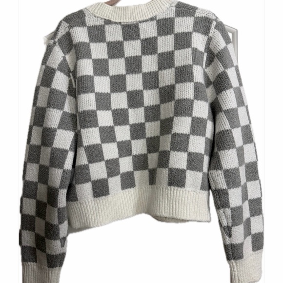 Women’s Vans Evelyn Checkered Cardigan Gray and White Sz Large - Picture 5 of 6